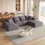 Canapé modulaire combiné en forme de L de 132 po avec 6 coussins, canapé moderne pour le salon, rembourrage en chenille grise et en mousse, sièges, chambre à coucher avec coussins, rembourré-124452152