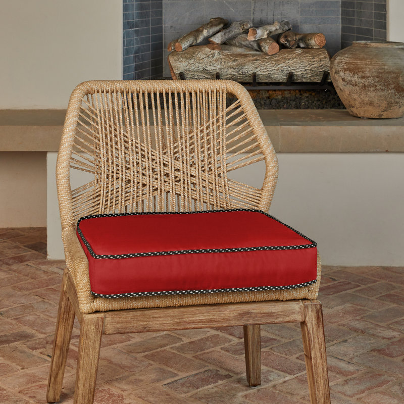 Sunbrella Outdoor 3'' Barstool Chair Pad, Jockey Red Sunbrella®, 20 W x 20 D