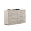 Commode 1 pièce à 6 tiroirs gris clair en acacia massif de style transitionnel avec glissière latérale en métal