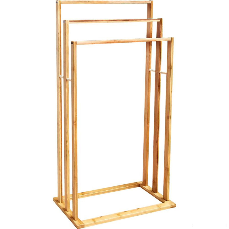 Free Standing Bamboo Towel Holder Bathroom Drying Rail Rack Storage Stand Shelf
