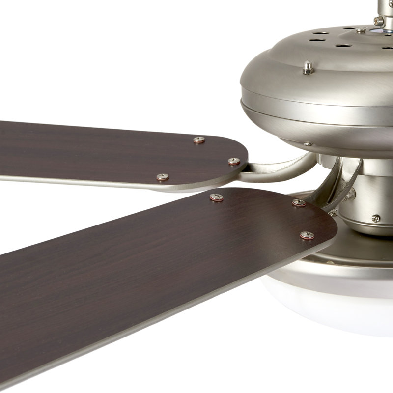 52'' Ceiling Fan with Light Kit, Silver with Walnut/Silver Blades