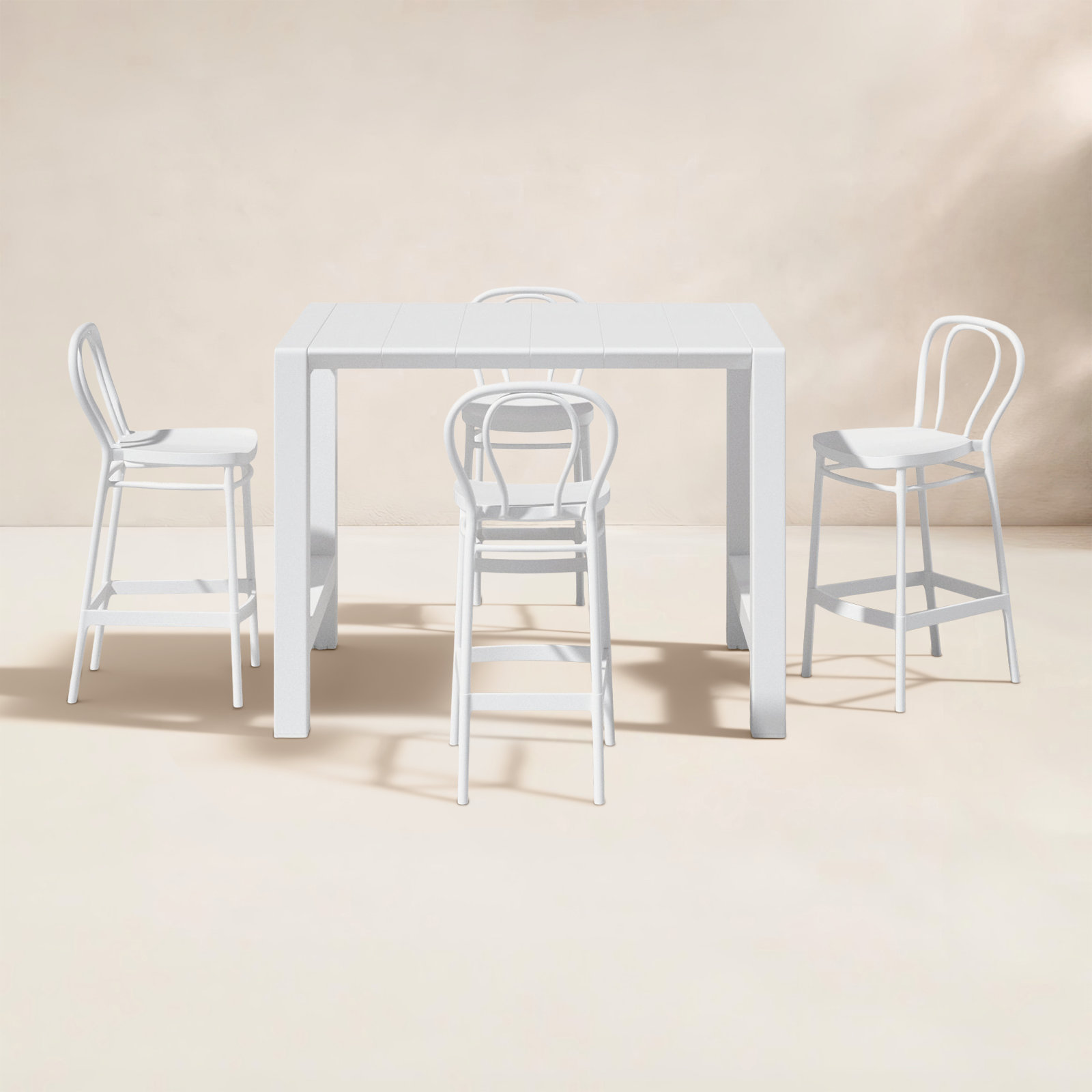 Farrah 39" Patio Dining Set, White