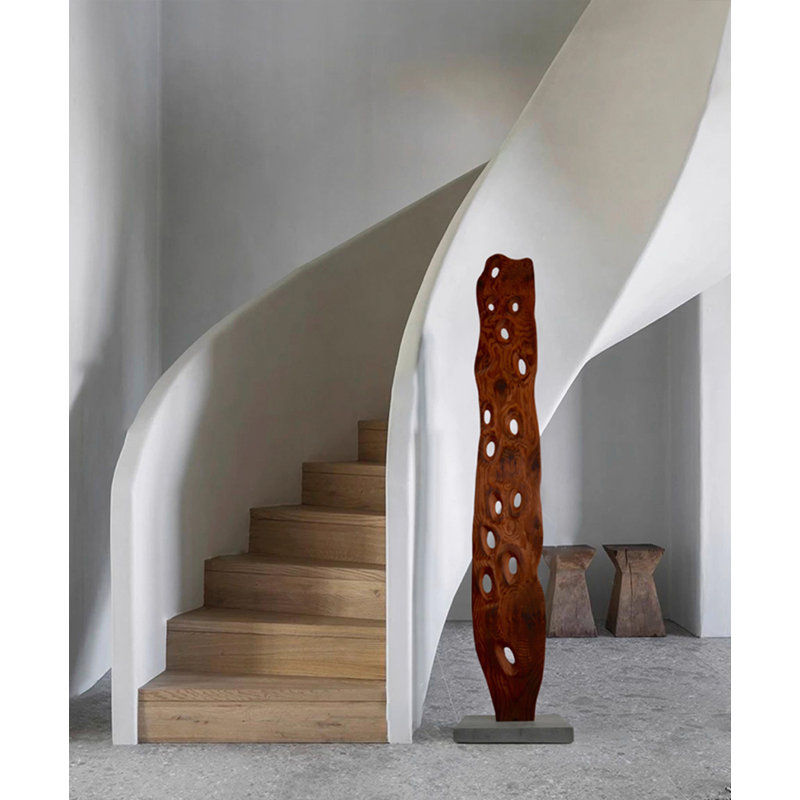 Sculpture de plancher Mid-Century moderne en bois massif rétro, 70.87" H x 16.73" W x 11.02" D
