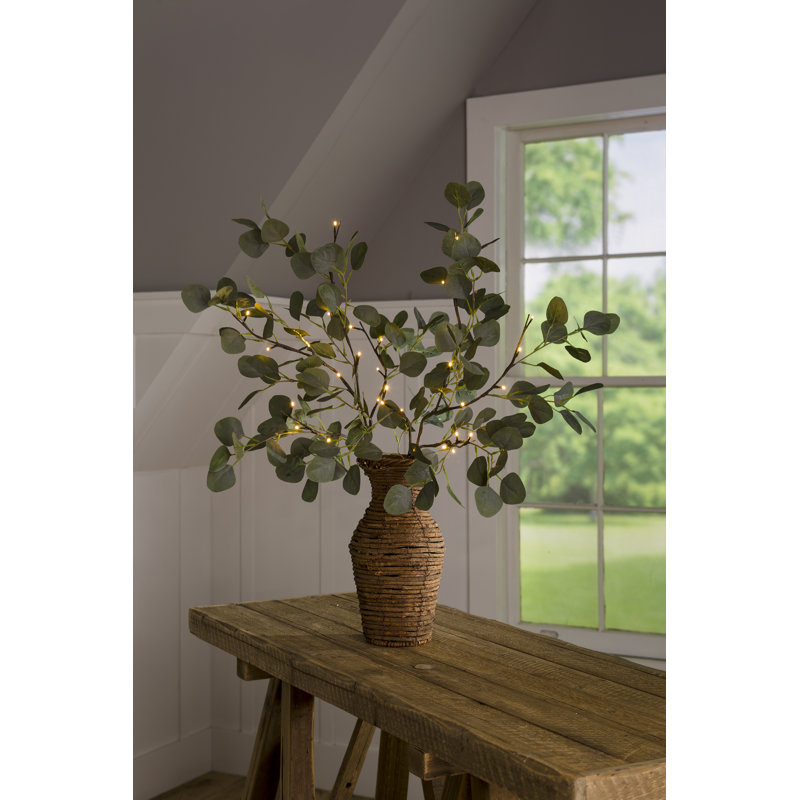 Branche d'eucalyptus éclairé avec 32 lumières DEL