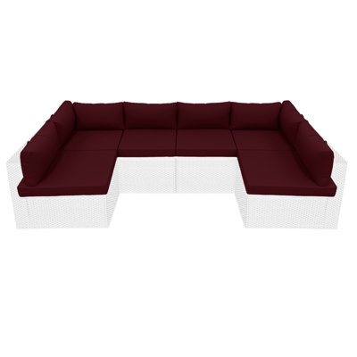 6-Seater Sofa Outdoor Replacement Cushions 14 Piece Set, Patio Furniture Cushions, Waterproof, Stain Resistant & Fade Resistant with Heat Pressing TPU Layer