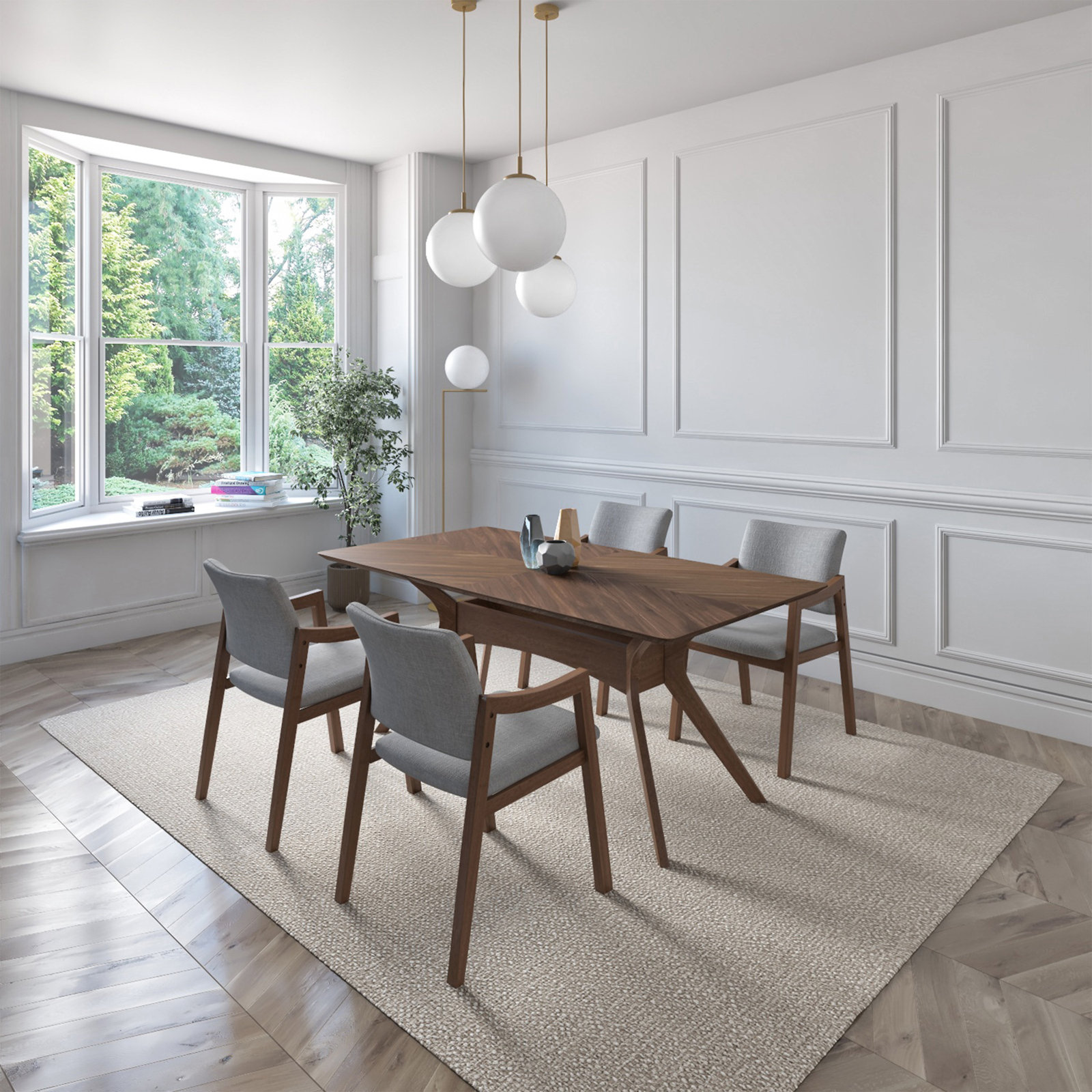 Etheriu Indoor Oak and Wood Dining Table, Brown