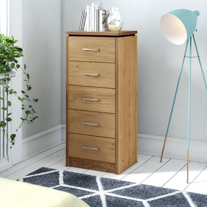 Charles 5 Drawer 50Cm W Solid Wood Tallboy