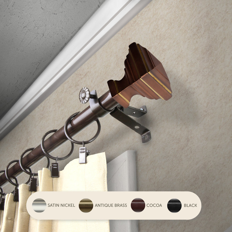 Tringle à rideaux Eudora 3/4 po de diamètre, Cacao, 66" – 120"