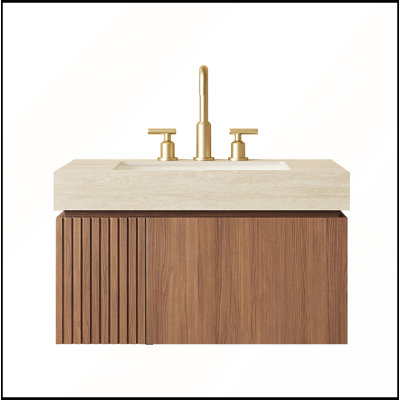 Meuble-lavabo de 30 po avec lavabo en céramique, 3 trous de robinet pré-percés, finition grain de bois chêne brun