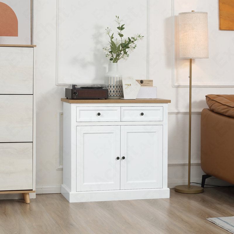 Buffet multi-usages à 2 tiroirs et armoire à double porte pour la cuisine et le salon