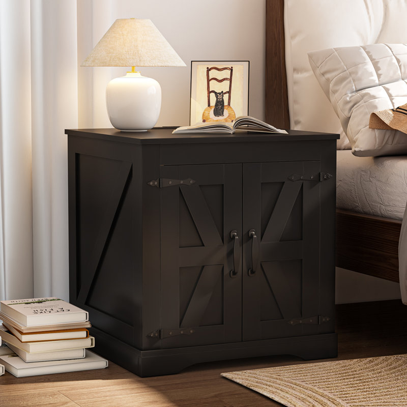 Table de bout Farmhouse avec station de charge, grand canapé de 24 po avec tablette de rangement réglable pour le salon et la chambre à coucher