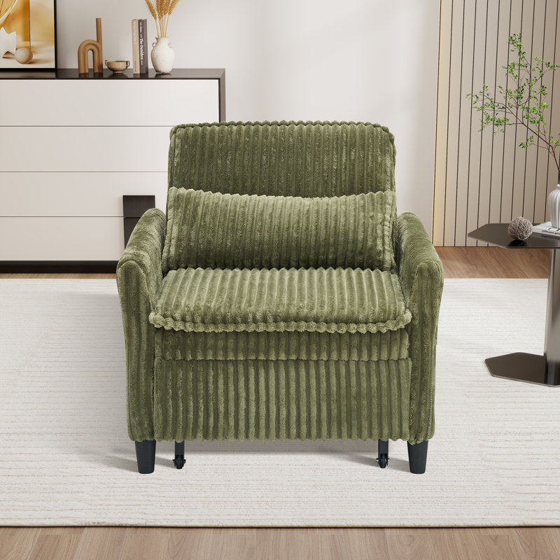 Chaise d'appoint convertible rembourrée en velours côtelé, Vert