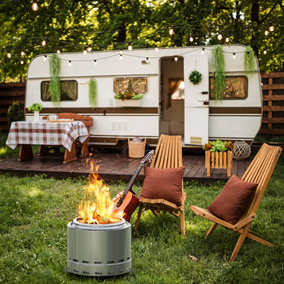 Foyer portatif 19,5 po - Bois à faible fumée en acier inoxydable pour camping, patio, extérieur avec génération de chaleur robuste, fumée sans fumée à l'extérieur, rassemblements forts