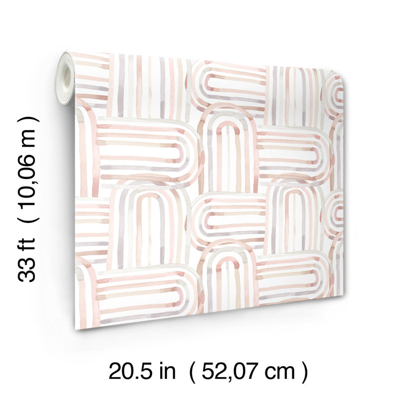 Lolly Blue Arches Wallpaper, Blush