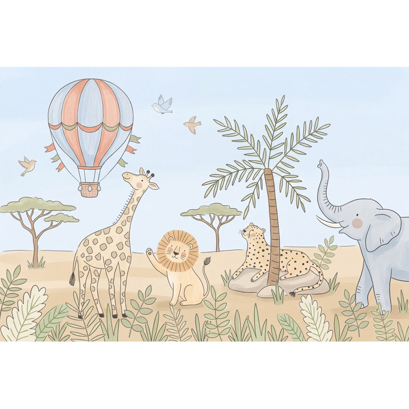 Papier peint montgolfière, jungle, Non tissé, 160 po x 108 po