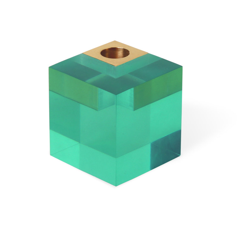 Monte Carlo Candle Holder, Green, 4" H x 3" W x 3" D