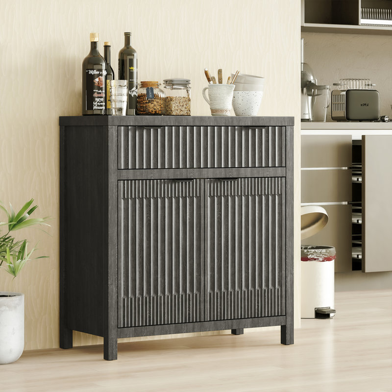  32'' Sideboard,Accent Cabinet With 1 Drawer and 2 Doors, Black