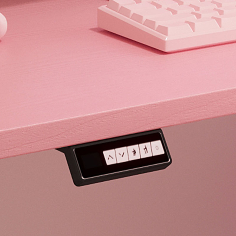Pink height-adjustable study desk solid wood, 47.24" H x 47.24" W x 23.62" D