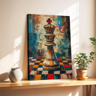 Chess King Wall Art, Chess Background Framed Poster, Checkmate King For Chess Lovers For Living Room Ready To Hang