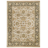 Hand Knotted Wool Area Rug in Ivory And Black