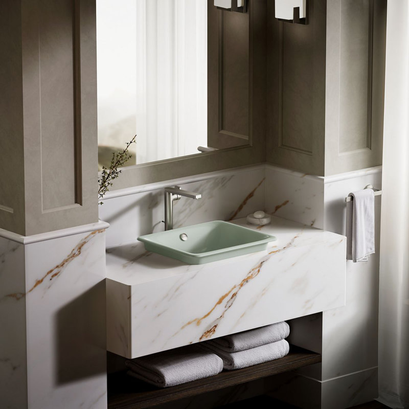 Iron Plains 18-1/2 In. Rectangular Vessel Bathroom Sink, Aspen Green