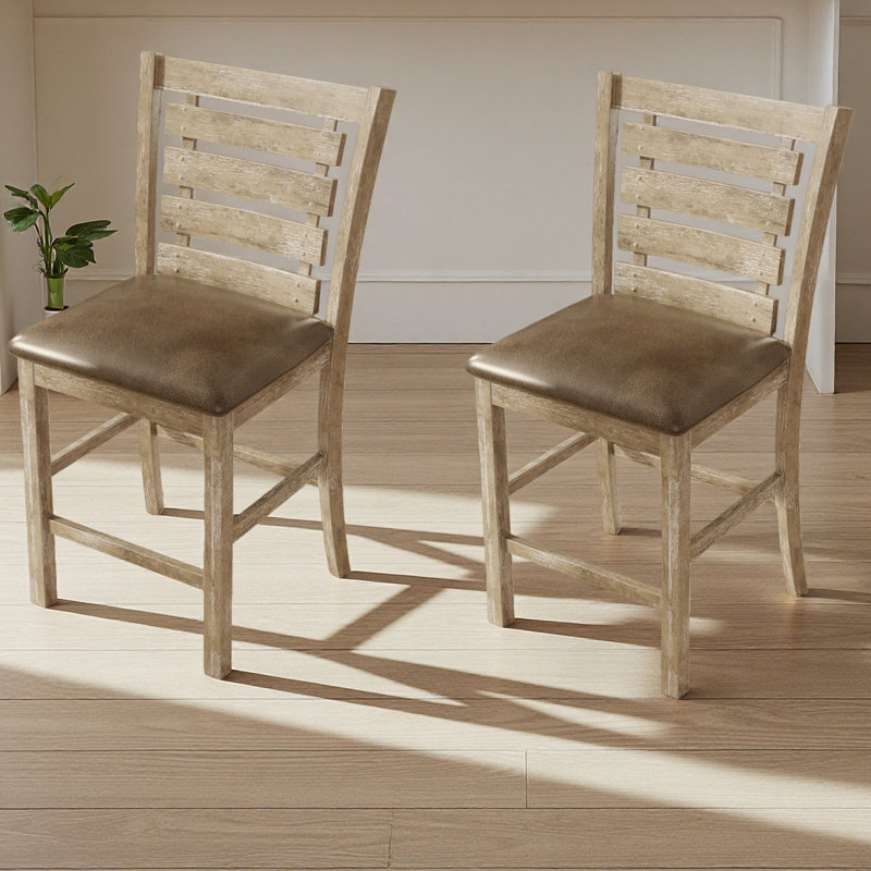 Ensemble de 2 chaises de salle à manger à hauteur de comptoir de style rustique moderne en bois massif
