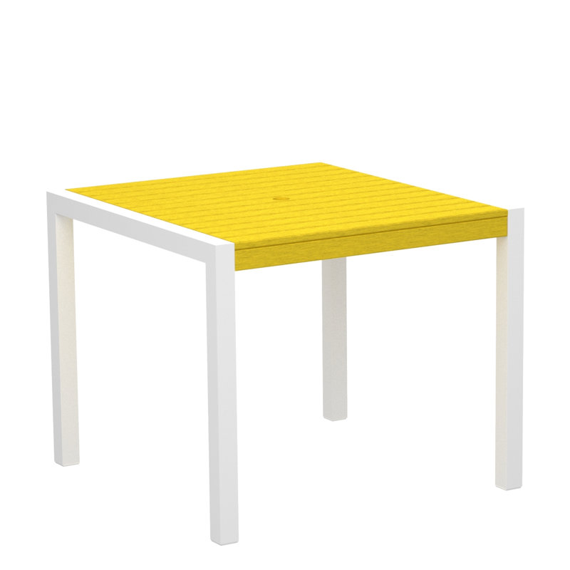 POLYWOOD MOD Dining Table, Lemon, Textured Bronze, 35.18" W x 35.18" D