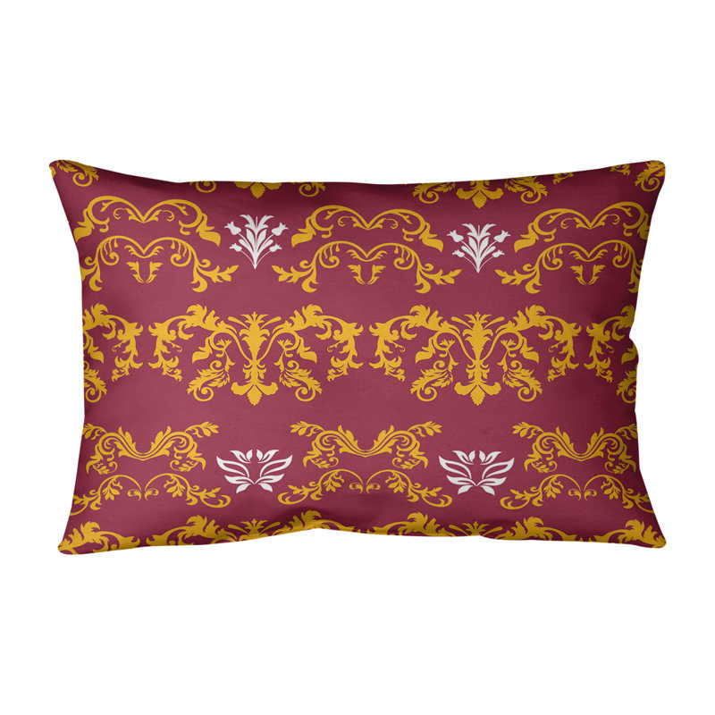 Housse de coussin rectangulaire Arizona Football Baroque, Simili daim, Jaune / Rouge / Blanc