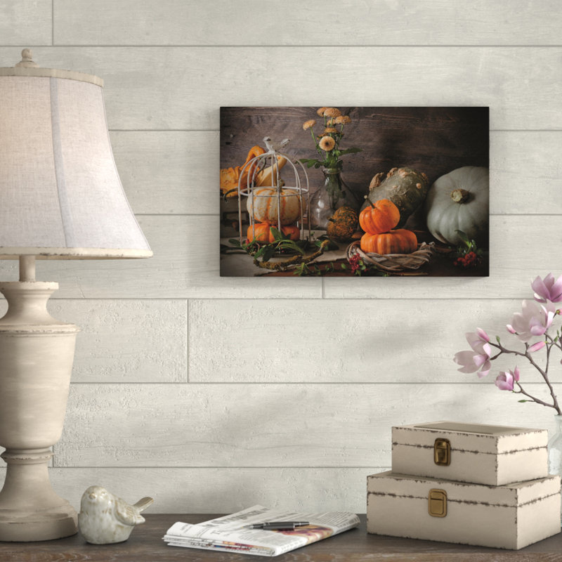 « citrouille family », reproduction de photo sur toile tendue, H 22 po x l 32 po