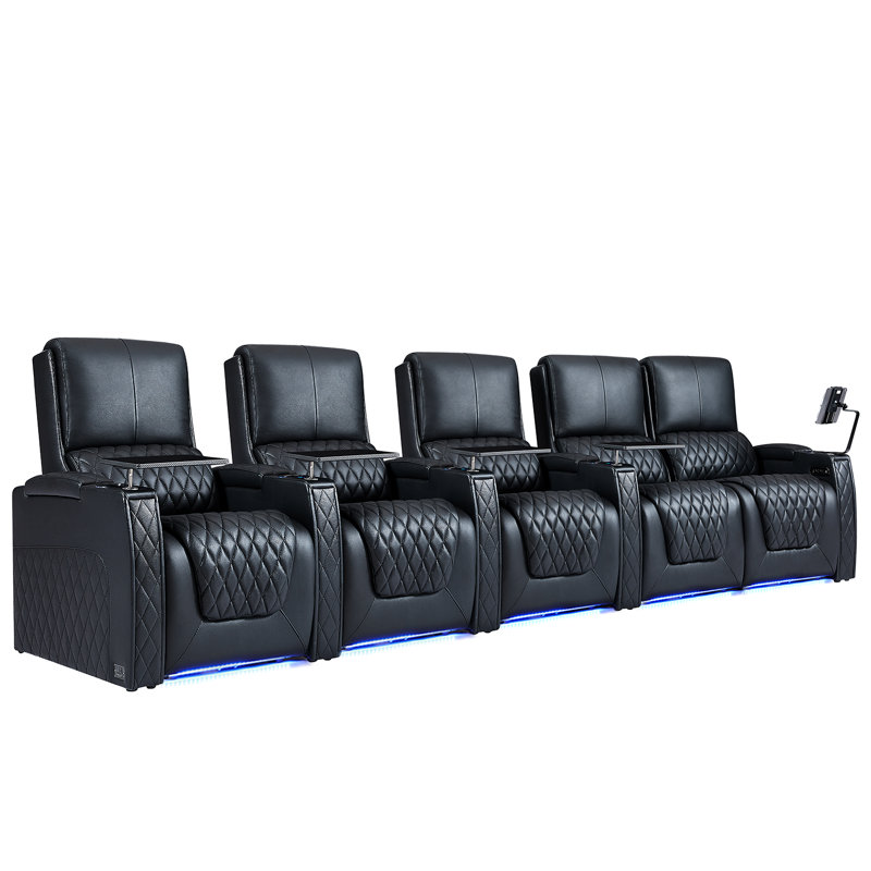 Canapé inclinable électrique Haiylee, Cuir véritable noir