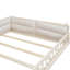 Lit double tapissier pleine grandeur avec garde-corps et coussin moelleux beige-751344226