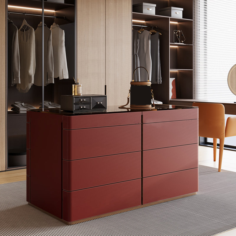 Luxury Dressing Drawers Jewelry Storage Cabinet, Red
