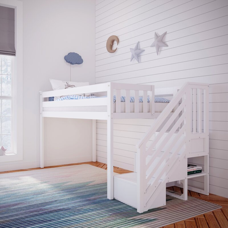 Lit mezzanine simple pour enfant Janetzy, Blanc