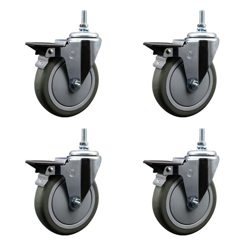 Polyurethane 12MM Threaded Stem Caster with Brake