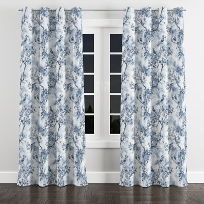 Rideaux français pour chambre à coucher - Rideau à œillets bleu Timeless - 1 panneau