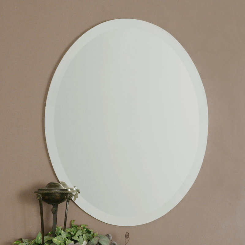 Advika Frameless Vanity Traditional Beveled Wall Mirror, 28" H x 22" W