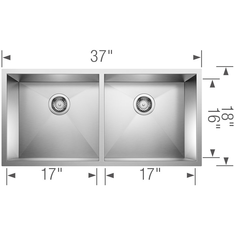 Precision 32" L x 18'' W Double Bowl Stainless Steel Undermount Kitchen Sink