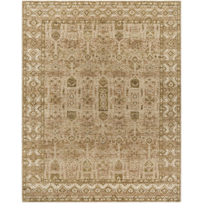 Tulu Hand Knotted Wool Area Rug in Beige