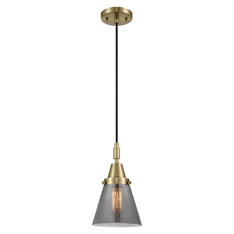 Downtown Urban - Cône Caden - Mini-luminaire suspendu à cordon 1 lumière - Abat-jour, H 129,88 po x l 6,25 po x P 6,25 po