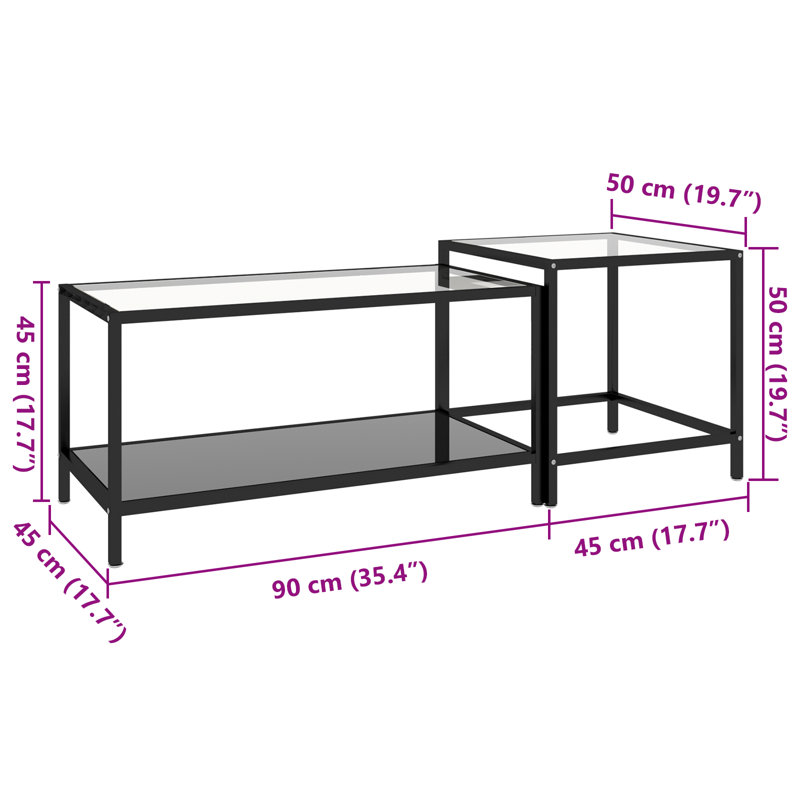 Edward-Matthew Four Leg Coffee Table with Storage, Black