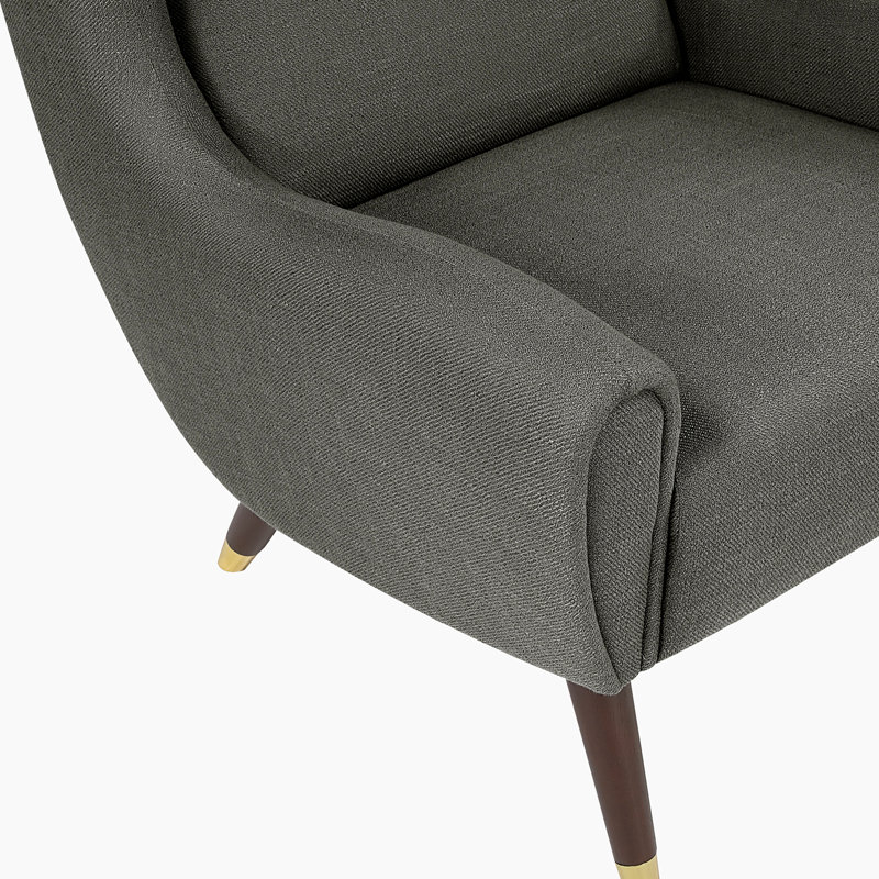 Maeva 30" Mid-Century Modern Accent Chair with Textured Fabric Upholstery, Espresso Solid Wood Legs, Foam over Pocket Coils