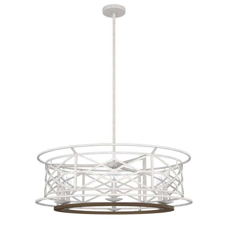 Hunter Langwood 6 Light Chandelier Ceiling Light Fixture, Distressed White