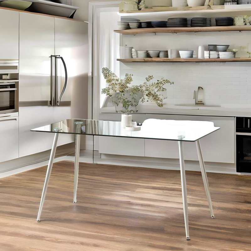 Anayeli Glass Top Metal Base Dining Table