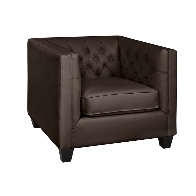 Fauteuil Bourne, Cuir véritable brun