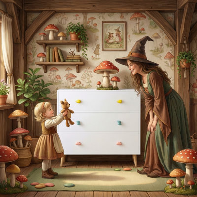 Commode à 3 tiroirs en bois massif avec sécurité anti-basculement, commode pour chambre d'enfant avec glissières européennes lisses, armoire de rangement polyvalente pour la chambre à coucher et le salon