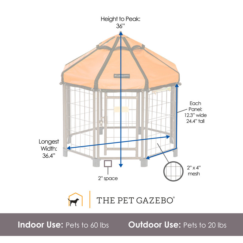 Chenil pour chien modulaire et parc avec abri pour animaux - abri pour animaux intérieur, extérieur et portable, 3 pi, Orange