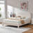 Reigen Curved Headboard Upholstered Platform Bed With Soft Rounded Corners,Beige,Full-148850685-148940385