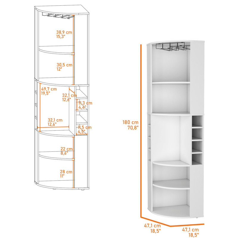 5-Shelf White Living Room Bar Cabinet - Maximizes Space Utilization Efficiently, And Attractive Corner For Home Optimizes Storage, Fashionable