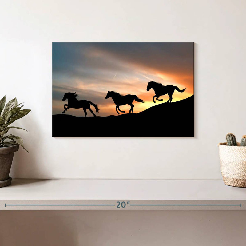 Chevaux sauvages au galop, H 8 po x l 12 po