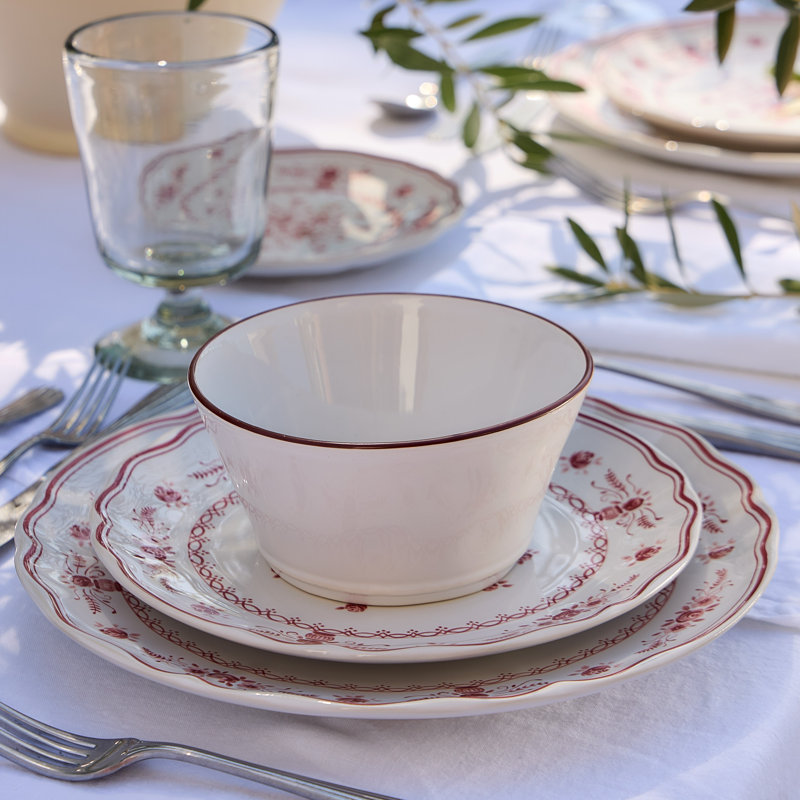 Vila Salad Plates, White/Red